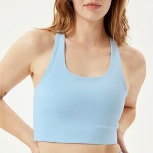 Girlfriend Collective Paloma Racerback Bra Top Activewear sz M Blue Pilates Yoga
